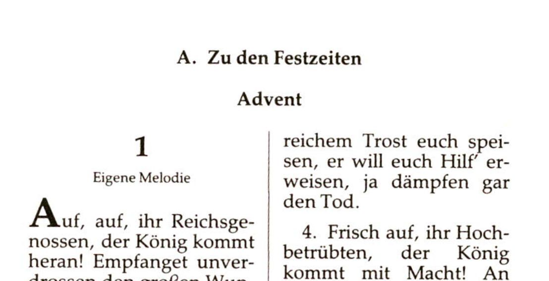 Bildausschnitt aus dem Neuapostolischen Gesangbuch von 1925.